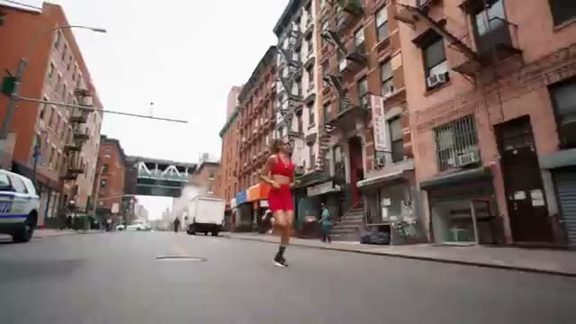 Build Brand, Wide shot of the runner, silhouette + Nike swoosh in frame, codes carrying memorability.