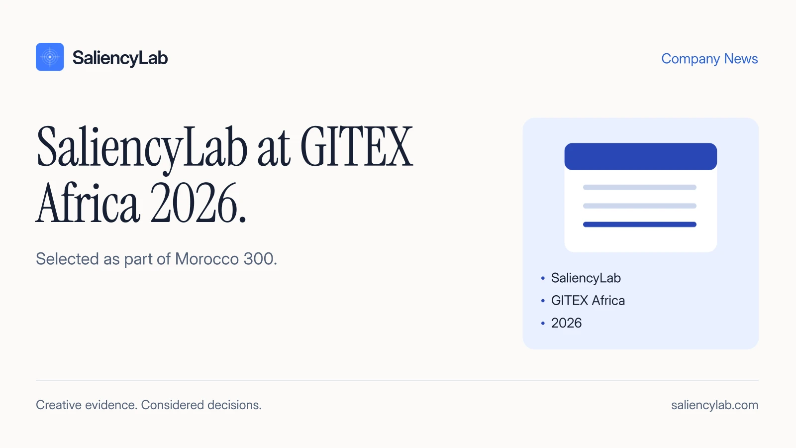 SaliencyLab selected for GITEX Africa 2026 as part of Morocco 300