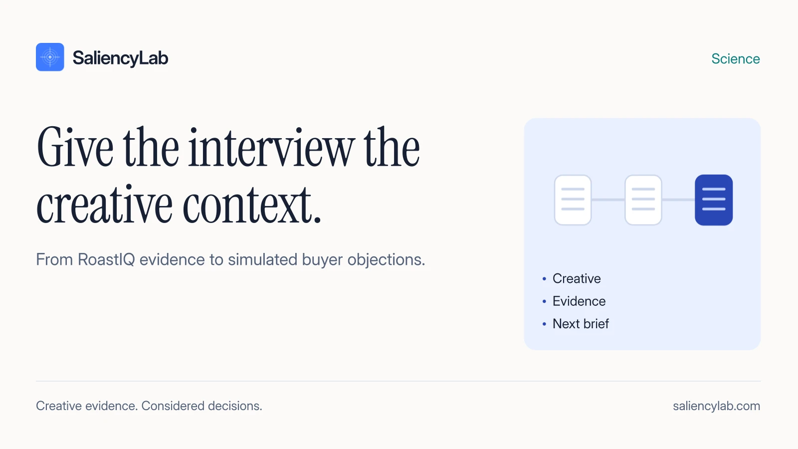 From RoastIQ score to buyer objection: how context makes synthetic interviews sharper